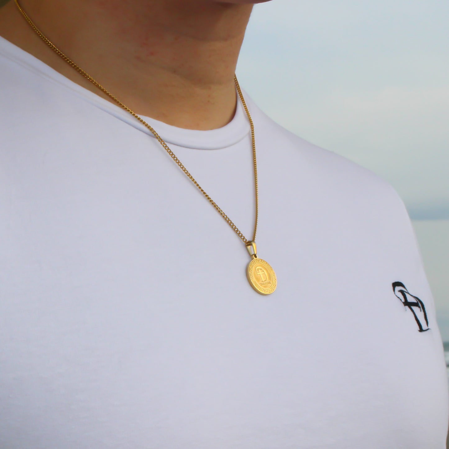 SIGNATURE MEDAL GREEK NECKLACE GOLD