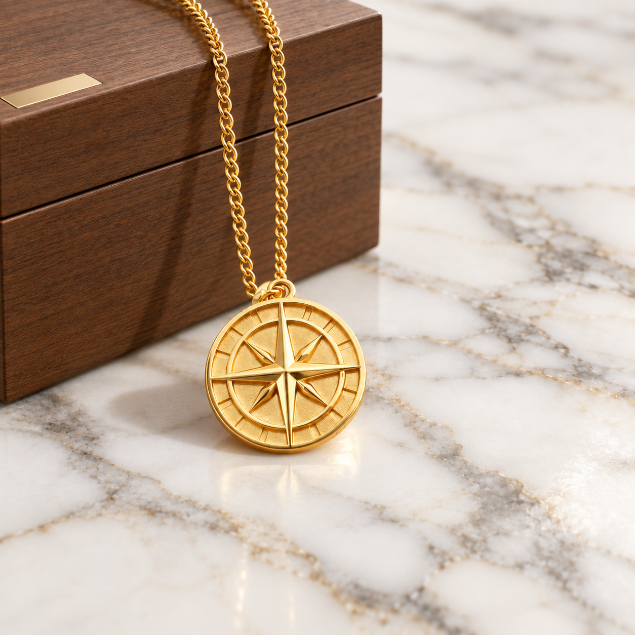 DIAMOIS COMPASS NECKLACE GOLD