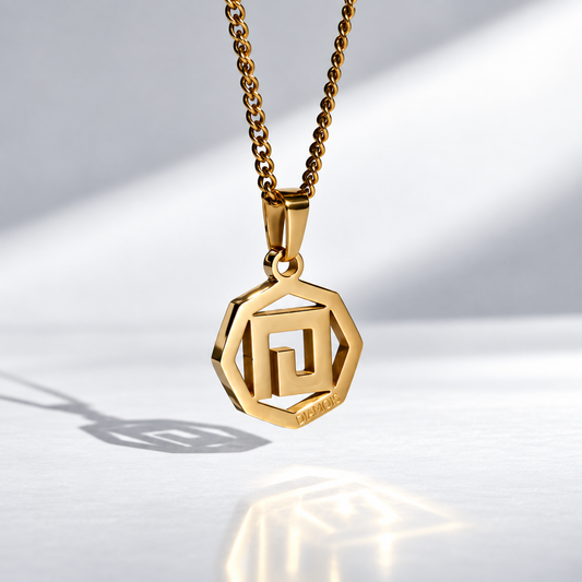 Octagonal D Pendant Necklace GOLD