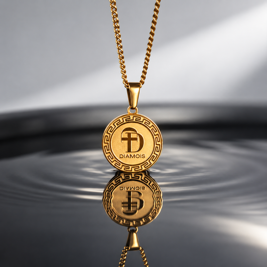 SIGNATURE MEDAL GREEK NECKLACE GOLD
