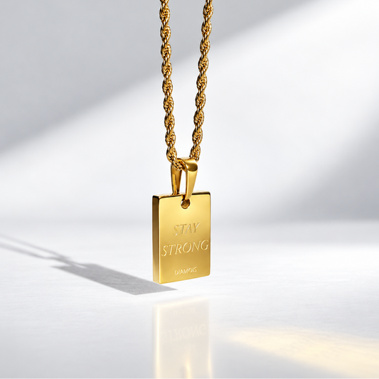 STAY STRONG RECTANGLE NECKLACE GOLD