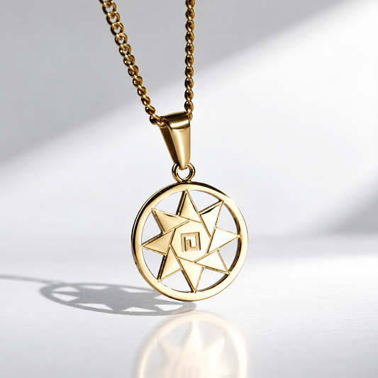 Star of DIAMOIS Octagonal Pendant Necklace GOLD