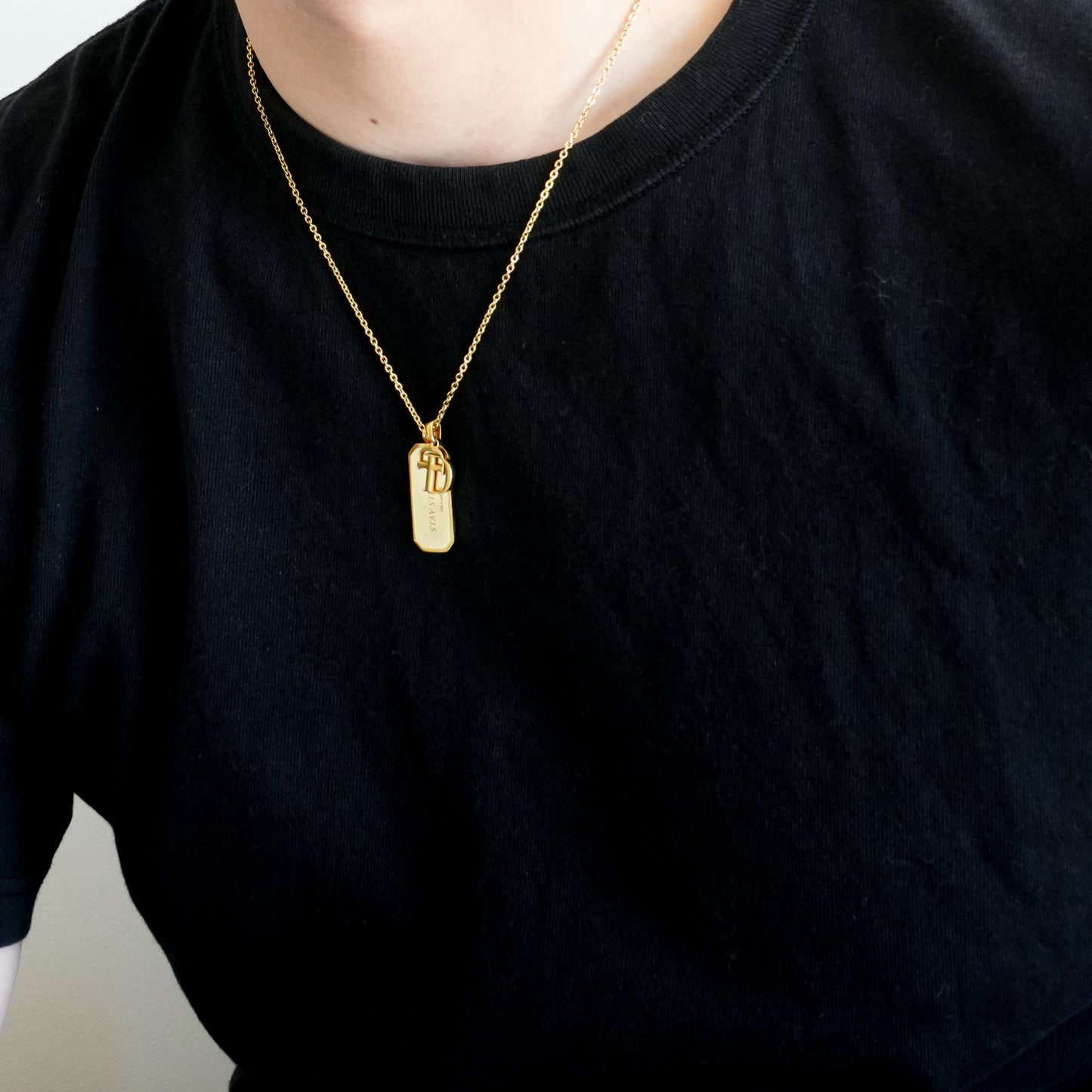 SS Rectangle Bar with mini charm GOLD