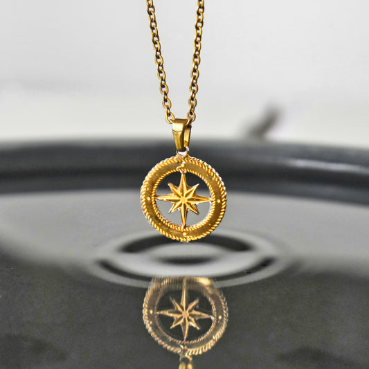 North STAR Compass NECKLACE GOLD