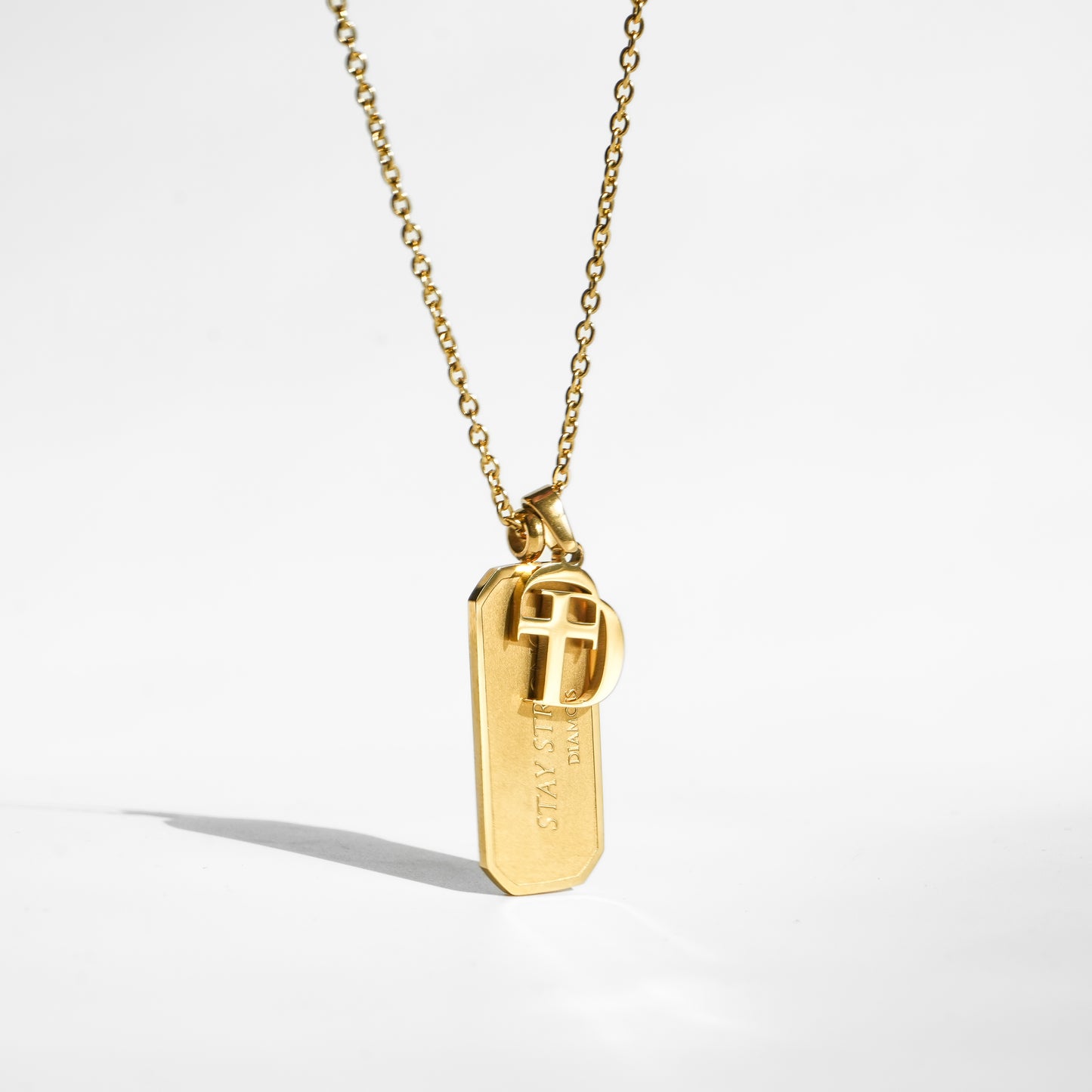 SS Rectangle Bar with mini charm GOLD